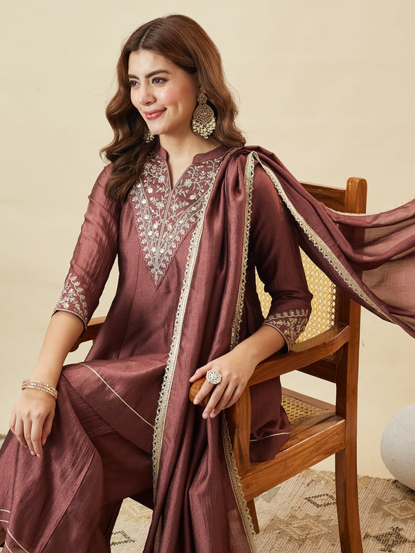 Elegant Embroidered Kurta Palazzo Set
