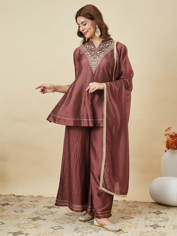 Elegant Embroidered Kurta Palazzo Set