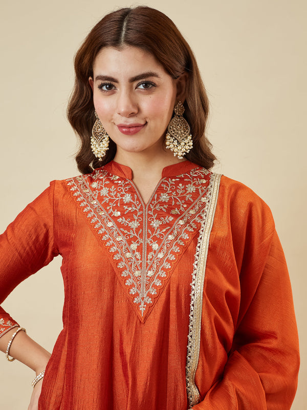 Elegant Embroidered Kurta Palazzo Set