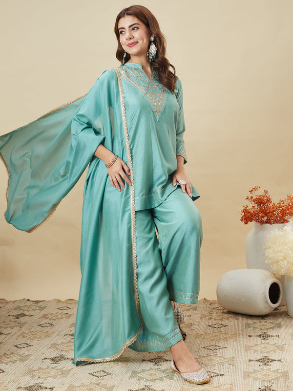 Elegant Embroidered Kurta Palazzo Set