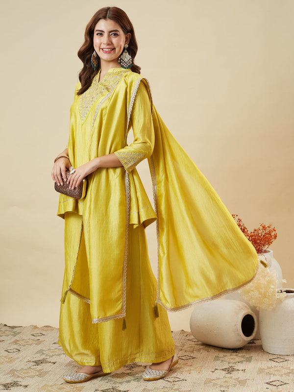 Elegant Embroidered Kurta Palazzo Set