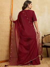 Embroidered Kurta Palazzo Set with Dupatta