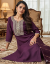 Elegant Colour Embroidered Straight Kurta Set with Pant & Dupatta