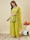 Elegant Embroidered Kurta Palazzo Set with Dupatta