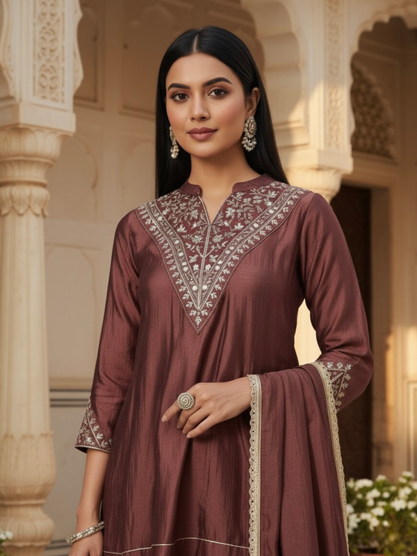 Elegant Embroidered Kurta Palazzo Set