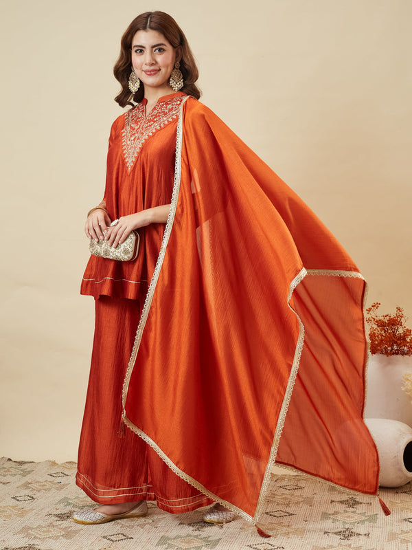 Elegant Embroidered Kurta Palazzo Set