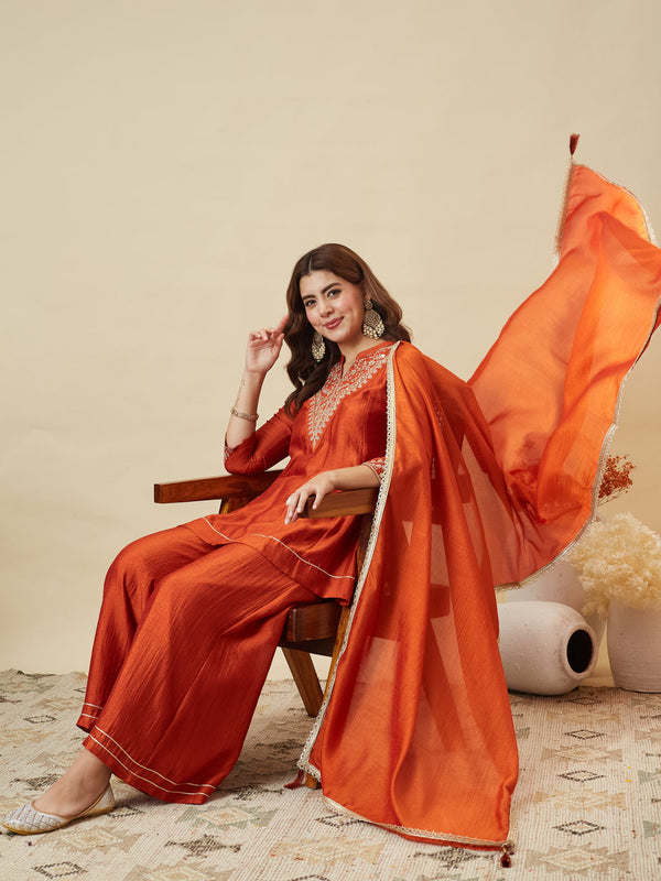 Elegant Embroidered Kurta Palazzo Set