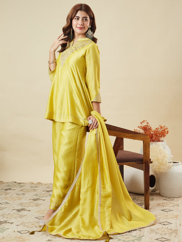 Elegant Embroidered Kurta Palazzo Set