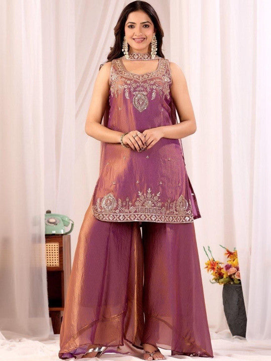 Premium Embroidered Kurta Sharara Set