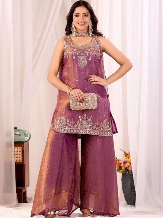 Premium Embroidered Kurta Sharara Set