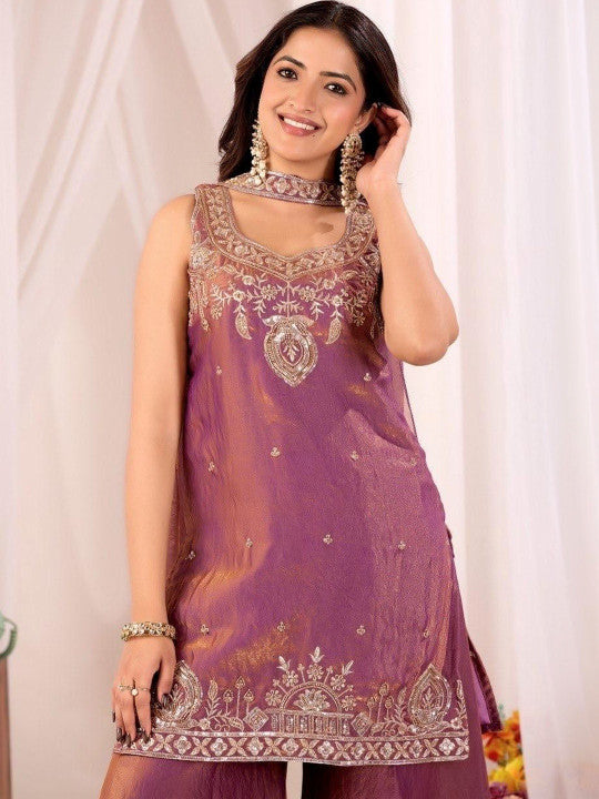 Premium Embroidered Kurta Sharara Set
