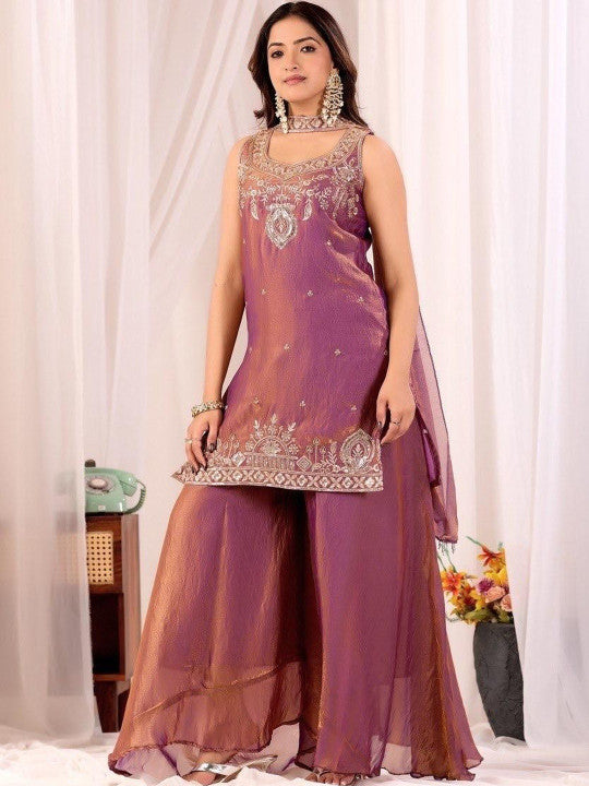 Premium Embroidered Kurta Sharara Set