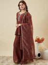 Crunchy Fabric Embroidered Kurta Palazzo Set with Dupatta
