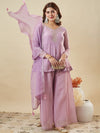 Crunchy Fabric Embroidered Kurta Palazzo Set with Dupatta