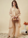 Crunchy Fabric Embroidered Kurta Palazzo Set with Dupatta