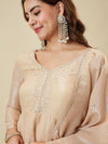 Crunchy Fabric Embroidered Kurta Palazzo Set with Dupatta