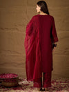 Vichitra Silk Lace Neck Straight-cut kurta Set