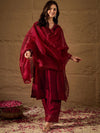 Vichitra Silk Lace Neck Straight-cut kurta Set