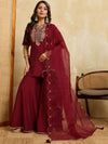 Embroidered Kurta Palazzo Set with Dupatta