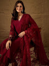 Vichitra Silk Lace Neck Straight-cut kurta Set