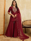 Embroidered Kurta Palazzo Set with Dupatta