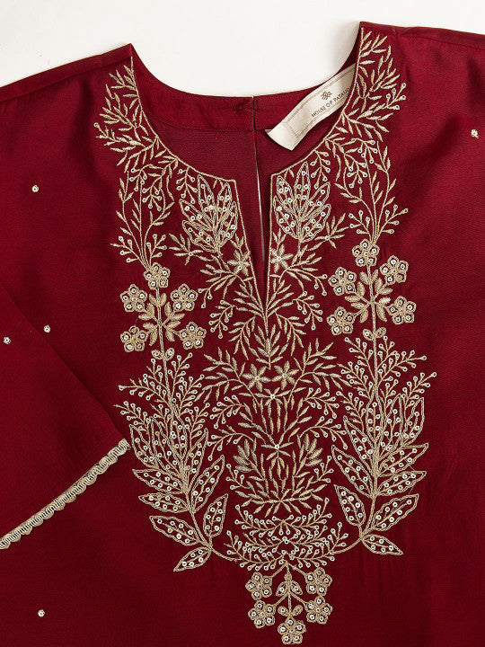 Embroidered Kurta Palazzo Set with Dupatta
