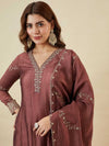Vichitra Silk Embroidered 3-Piece Suit