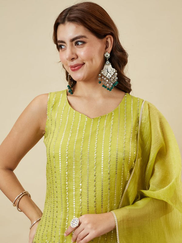 Elegant Embroidered Kurta Palazzo Set with Dupatta