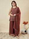 Elegant Embroidered Kurta Palazzo Set with Dupatta