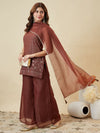 Elegant Embroidered Kurta Palazzo Set with Dupatta